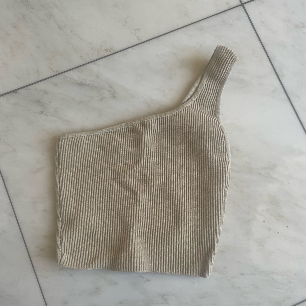 Babaton One-Shoulder Ribbed Women Top - Tan